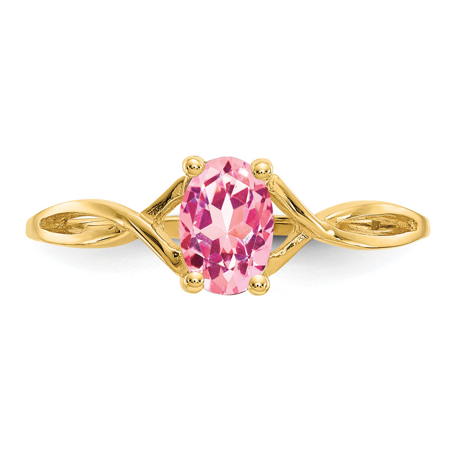 Anillo de Oro de 14k con Piedra de Nacimiento de Turmalina Rosa