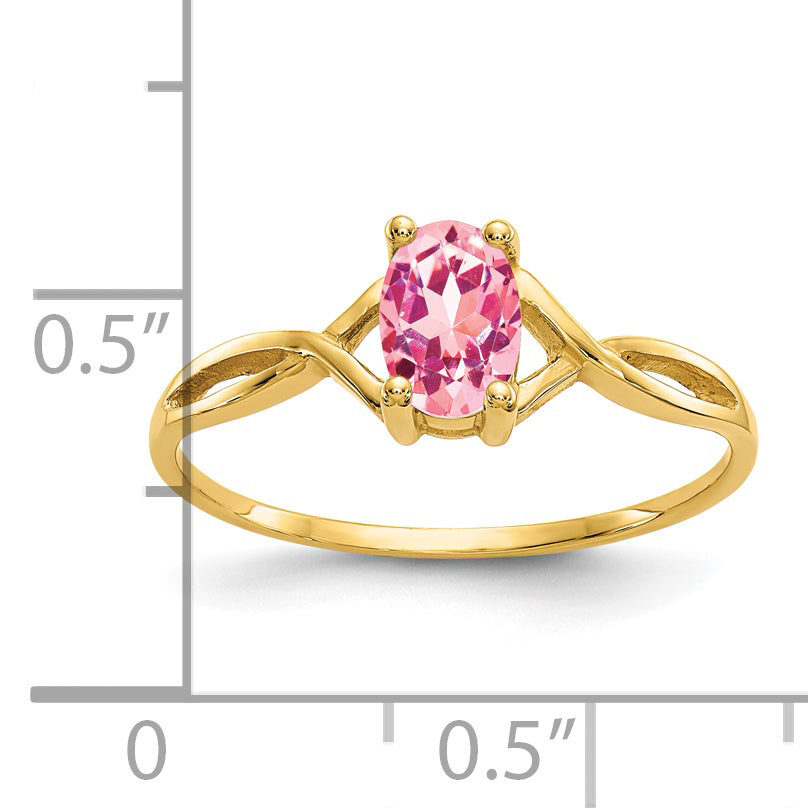 Anillo de Oro de 14k con Piedra de Nacimiento de Turmalina Rosa