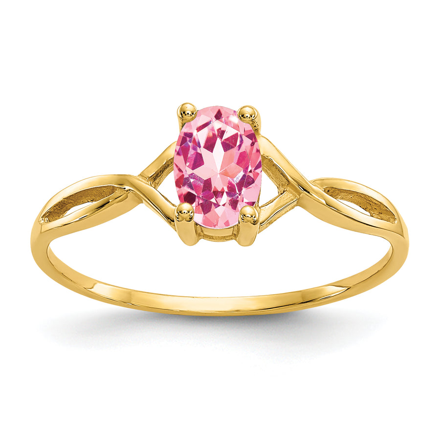 Anillo de Oro de 14k con Piedra de Nacimiento de Turmalina Rosa