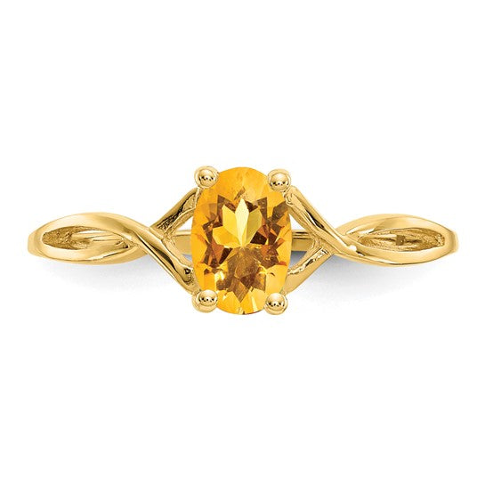 Anillo de Citrino con Piedra de Nacimiento en Oro  de 14k