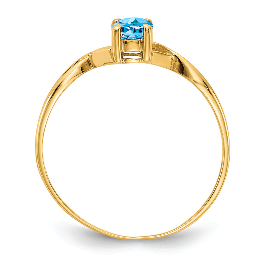 Anillo de Oro de 14k con Topacio Azul Suizo (Piedra de Nacimiento)