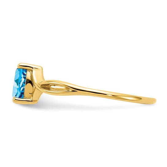 Anillo de Oro de 14k con Topacio Azul Suizo (Piedra de Nacimiento)