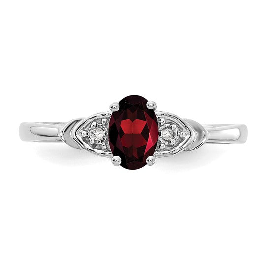 Anillo de Granate y Diamante en Oro de 14k
