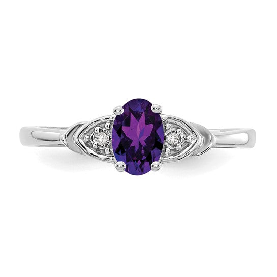 Anillo de Amatista y Diamantes en Oro de 14k