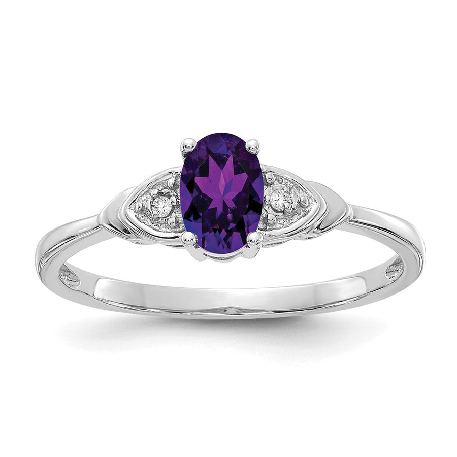 Anillo de Amatista y Diamantes en Oro de 14k