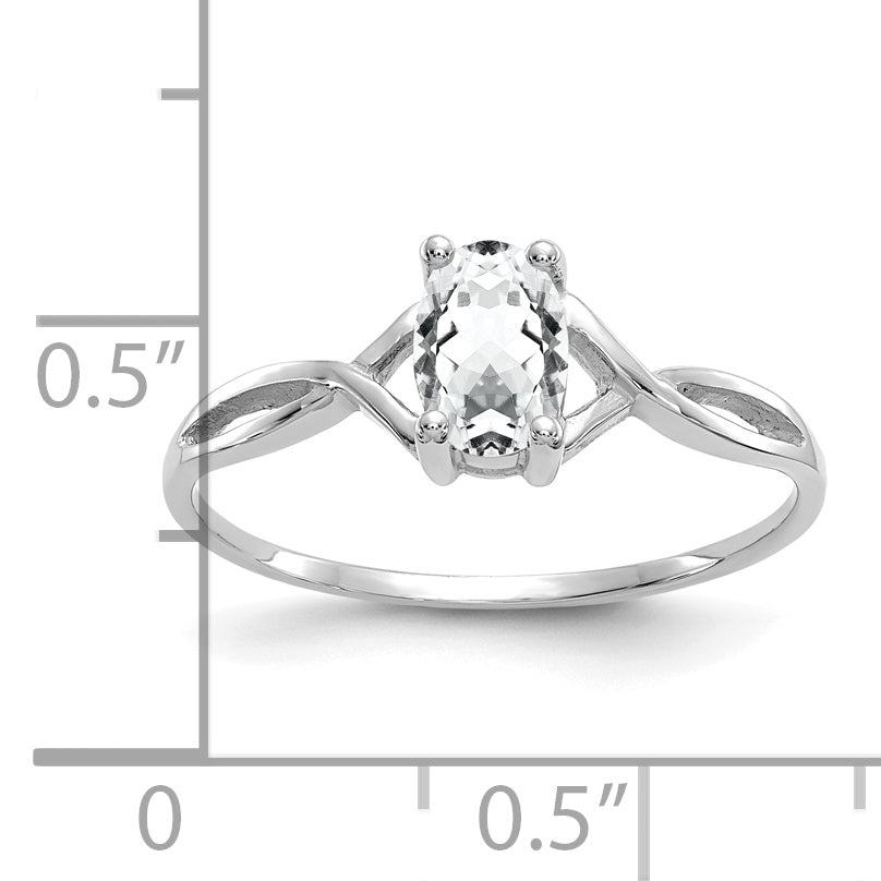 Anillo de Oro de 14k con Topacio Blanco (Piedra de Nacimiento)