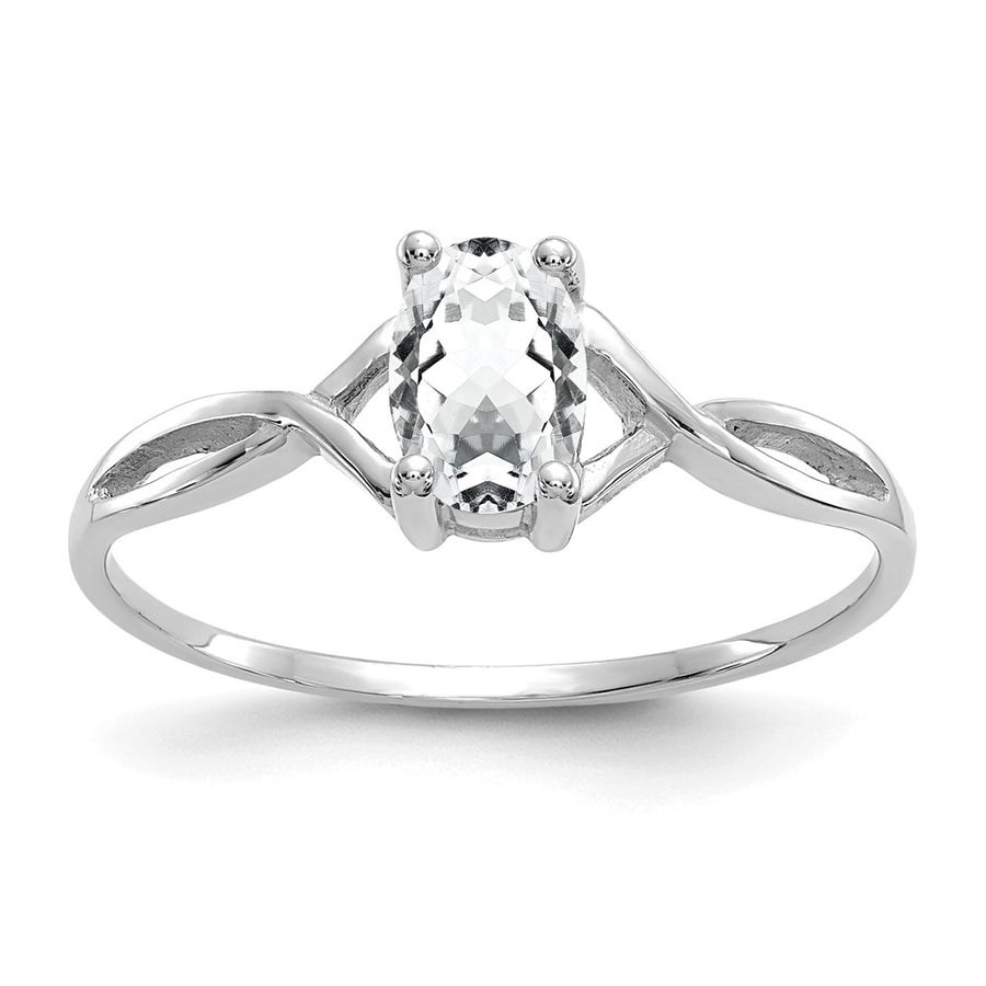 Anillo de Oro de 14k con Topacio Blanco (Piedra de Nacimiento)