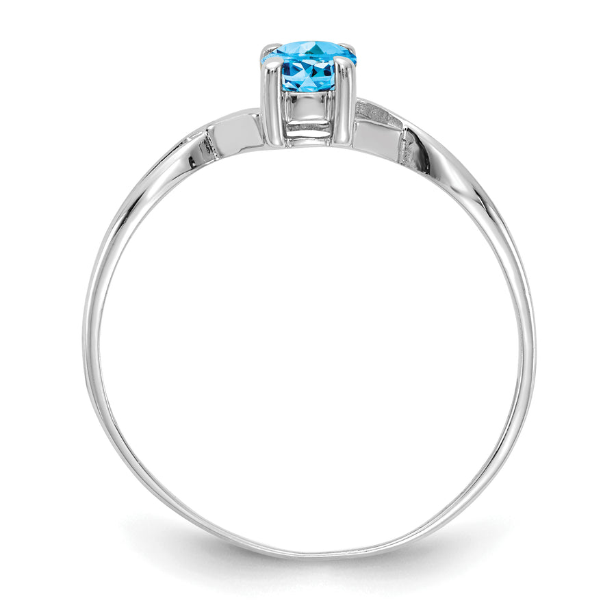 Anillo de Oro de 14k con Topacio Azul Suizo (Piedra de Nacimiento)