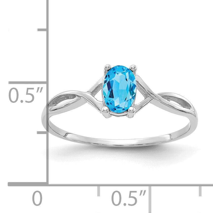 Anillo de Oro de 14k con Topacio Azul Suizo (Piedra de Nacimiento)