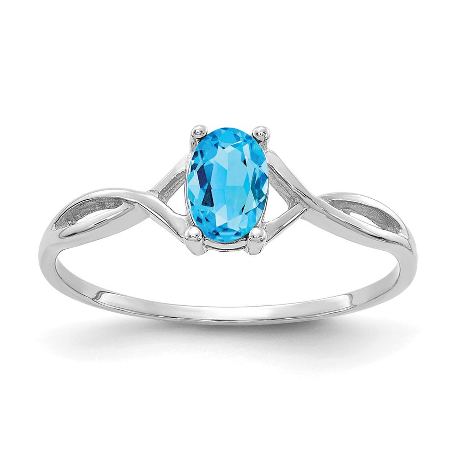 Anillo de Oro de 14k con Topacio Azul Suizo (Piedra de Nacimiento)