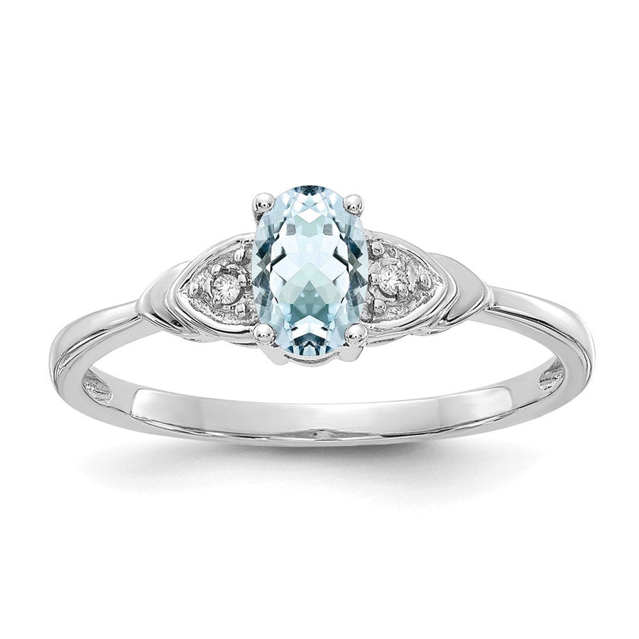 Anillo de Aguamarina y Diamantes en Oro de 14K