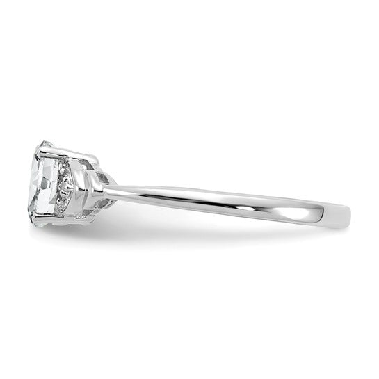 Anillo de Oro de 14k con Topacio Blanco y Diamantes