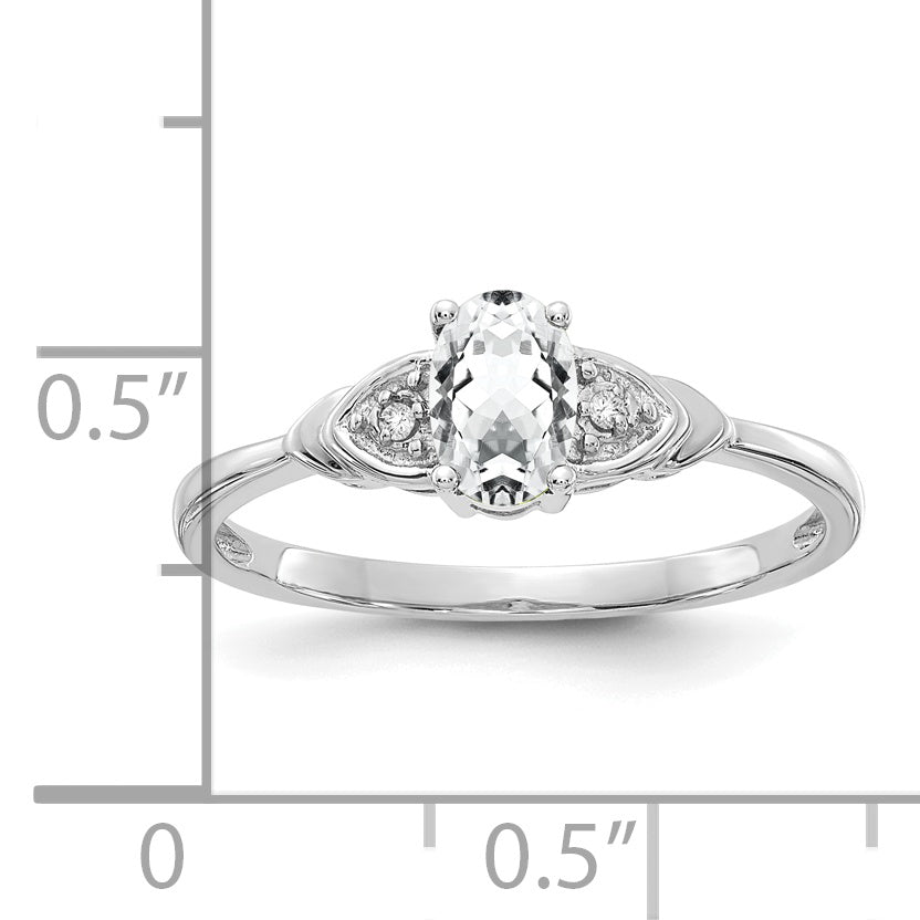 Anillo de Oro de 14k con Topacio Blanco y Diamantes