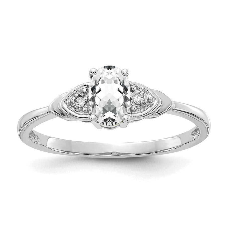 Anillo de Oro de 14k con Topacio Blanco y Diamantes