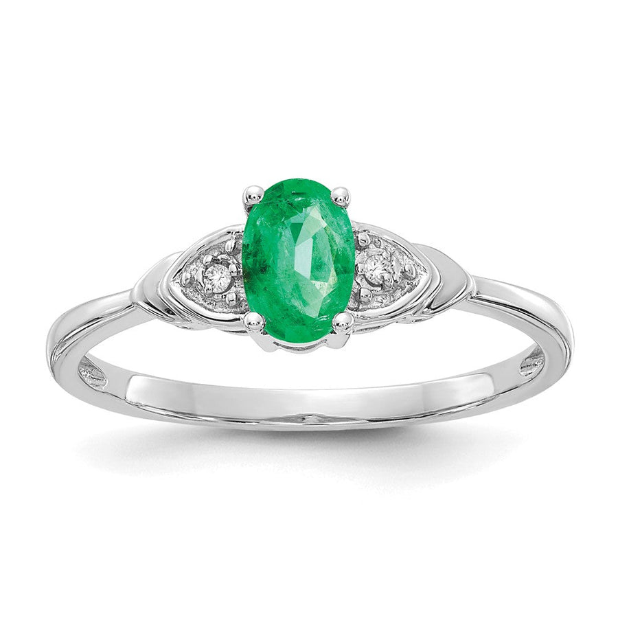 Anillo de Esmeralda y Diamantes en Oro de 14k