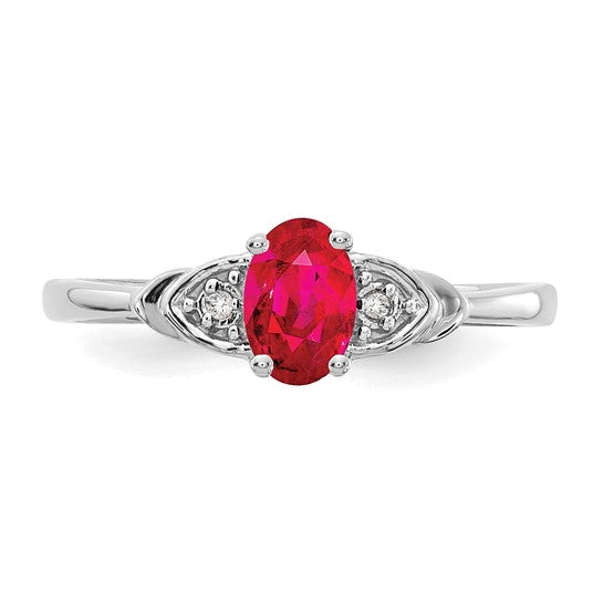 Anillo de Rubí y Diamante en Oro de 14K