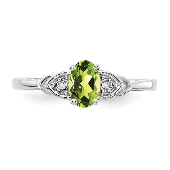 Anillo de Peridoto y Diamante en Oro de 14k
