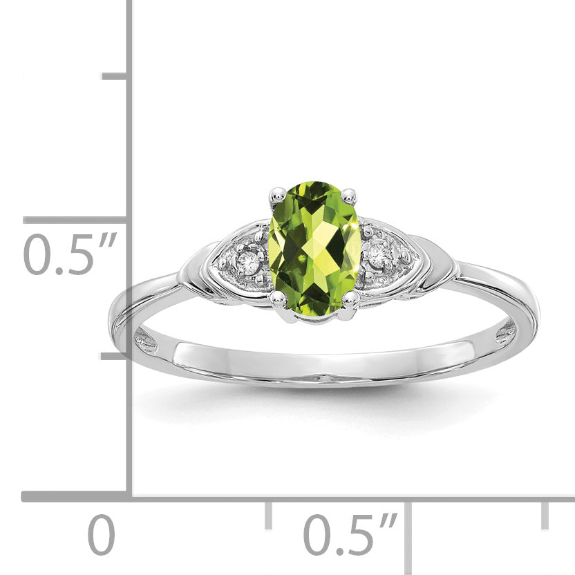Anillo de Peridoto y Diamante en Oro de 14k