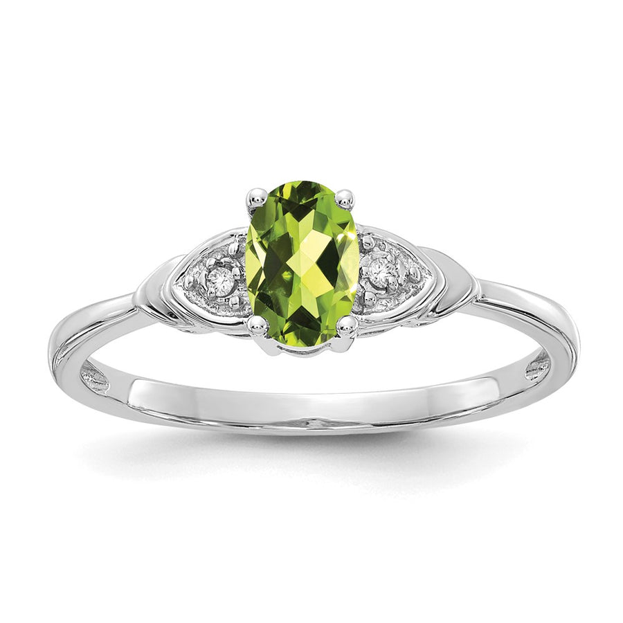 Anillo de Peridoto y Diamante en Oro de 14k