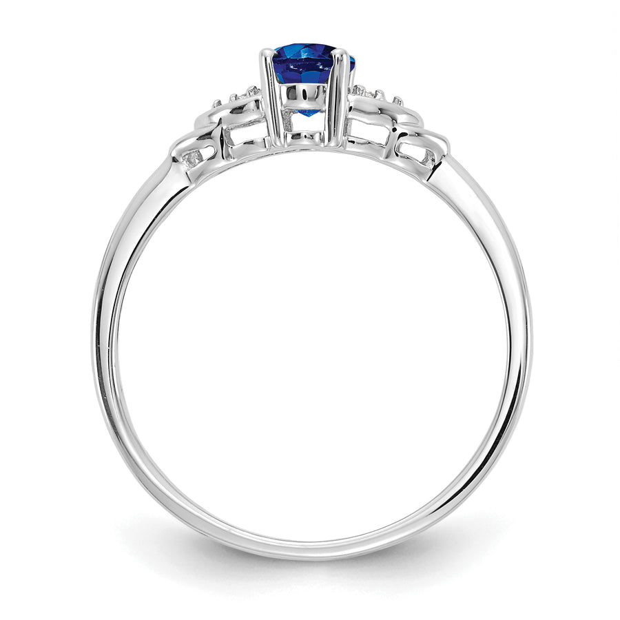 Anillo de Zafiro y Diamantes de Oro Blanco de 14k