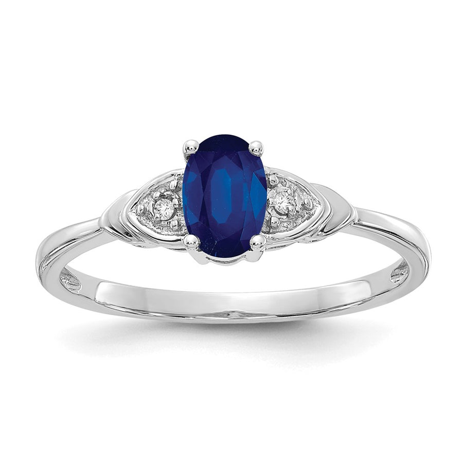 Anillo de Zafiro y Diamantes de Oro Blanco de 14k