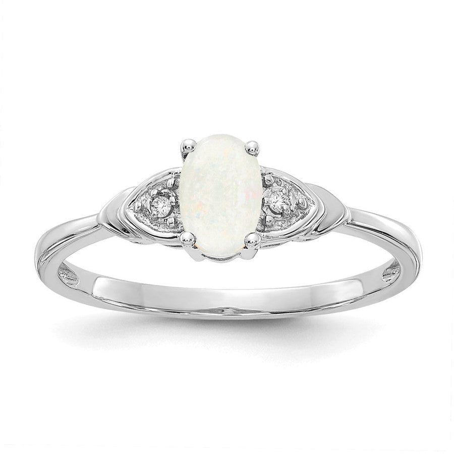 Anillo de Ópalo y Diamantes en Oro de 14k