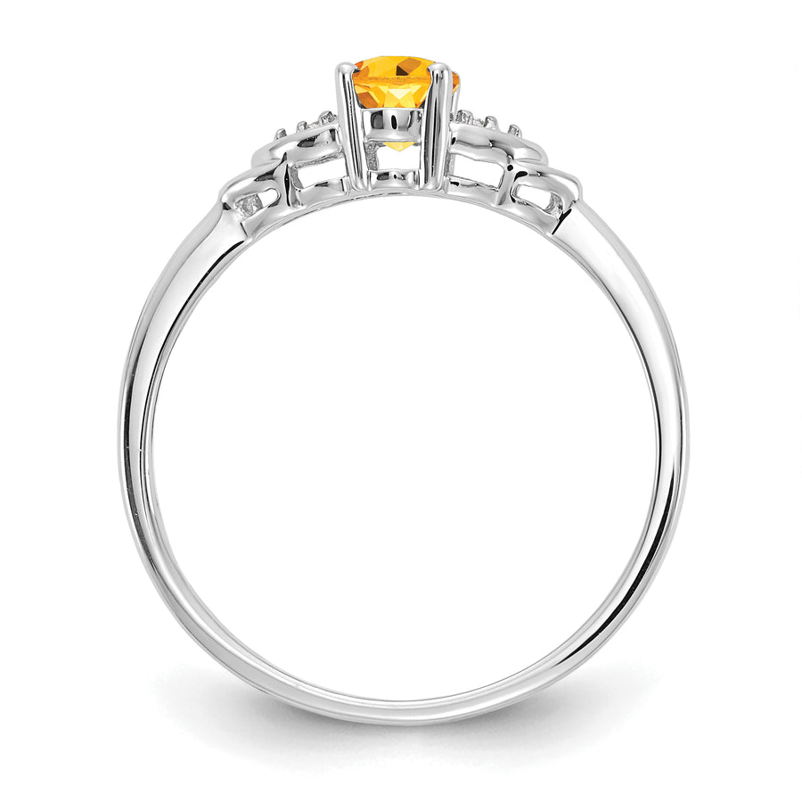 Anillo de Citrino y Diamante en Oro de 14k