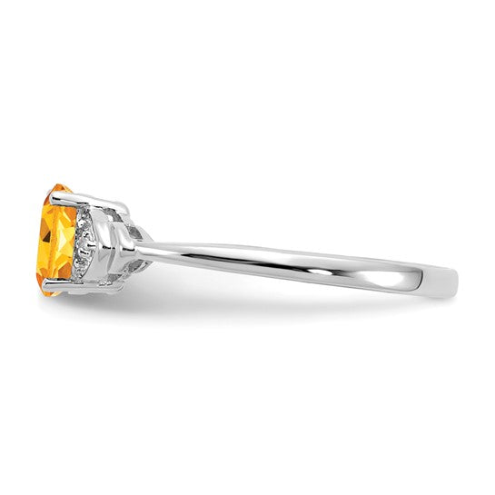 Anillo de Citrino y Diamante en Oro de 14k