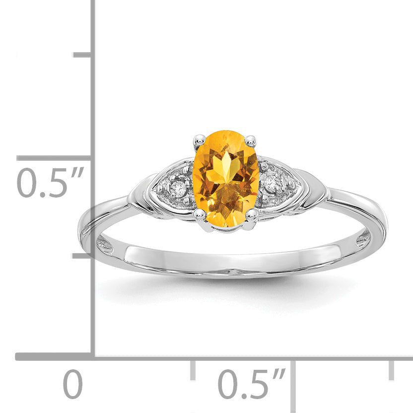 Anillo de Citrino y Diamante en Oro de 14k