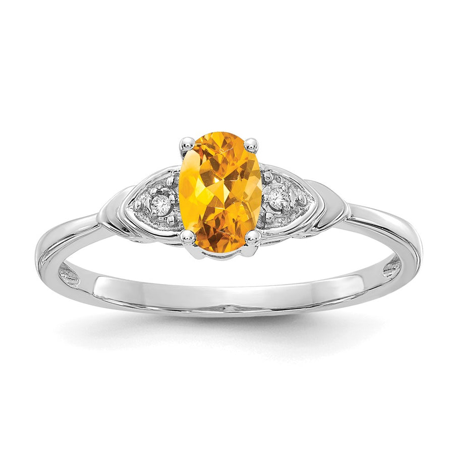 Anillo de Citrino y Diamante en Oro de 14k