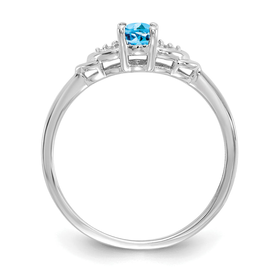 Anillo de Topacio Azul y Diamante en Oro de 14k