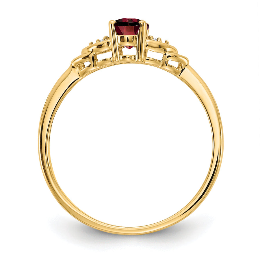 Anillo de Granate y Diamante en Oro de 14k