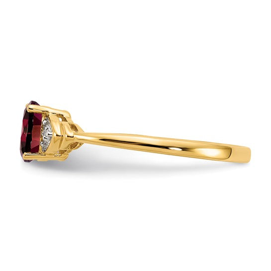 Anillo de Granate y Diamante en Oro de 14k