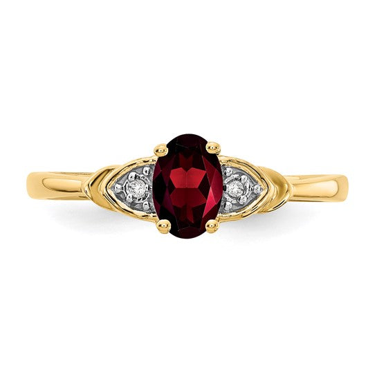 Anillo de Granate y Diamante en Oro de 14k