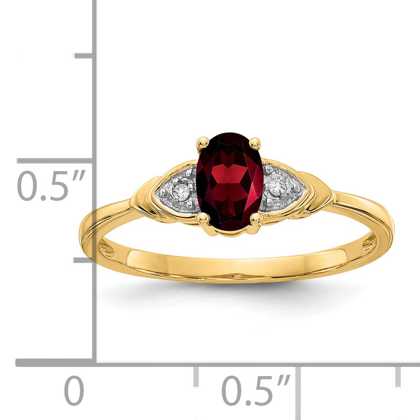 Anillo de Granate y Diamante en Oro de 14k