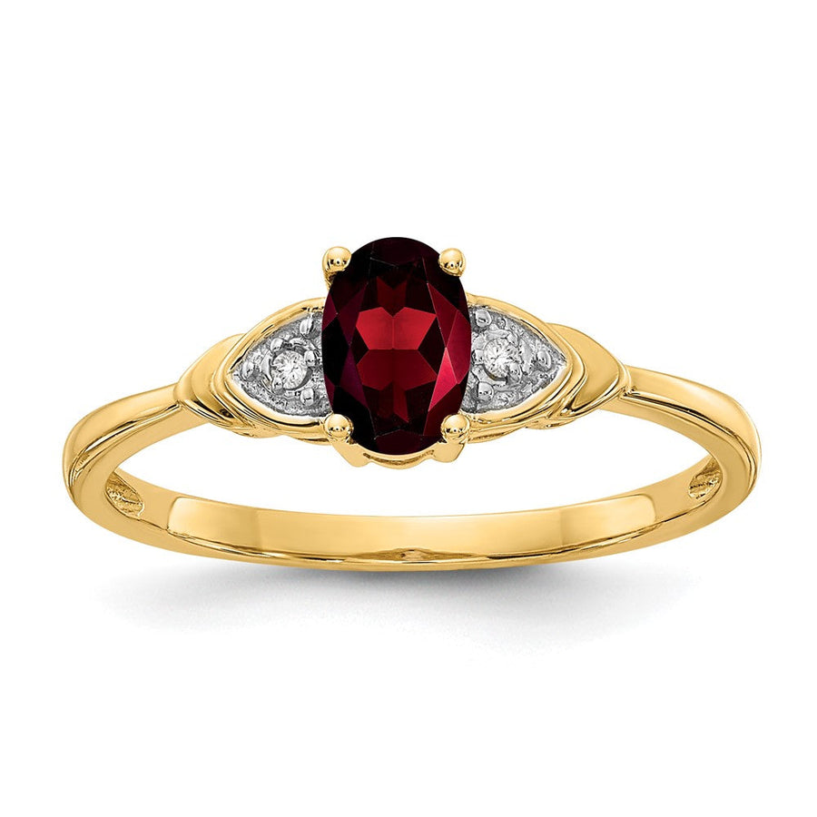Anillo de Granate y Diamante en Oro de 14k