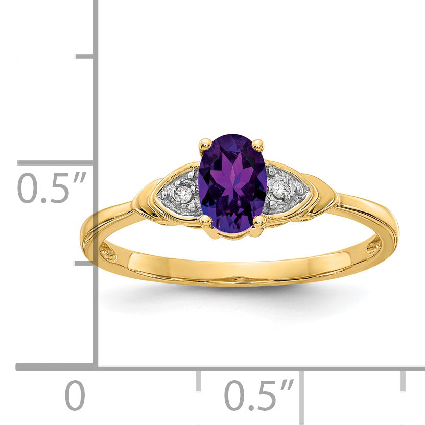 Anillo de Amatista y Diamantes en Oro de 14k