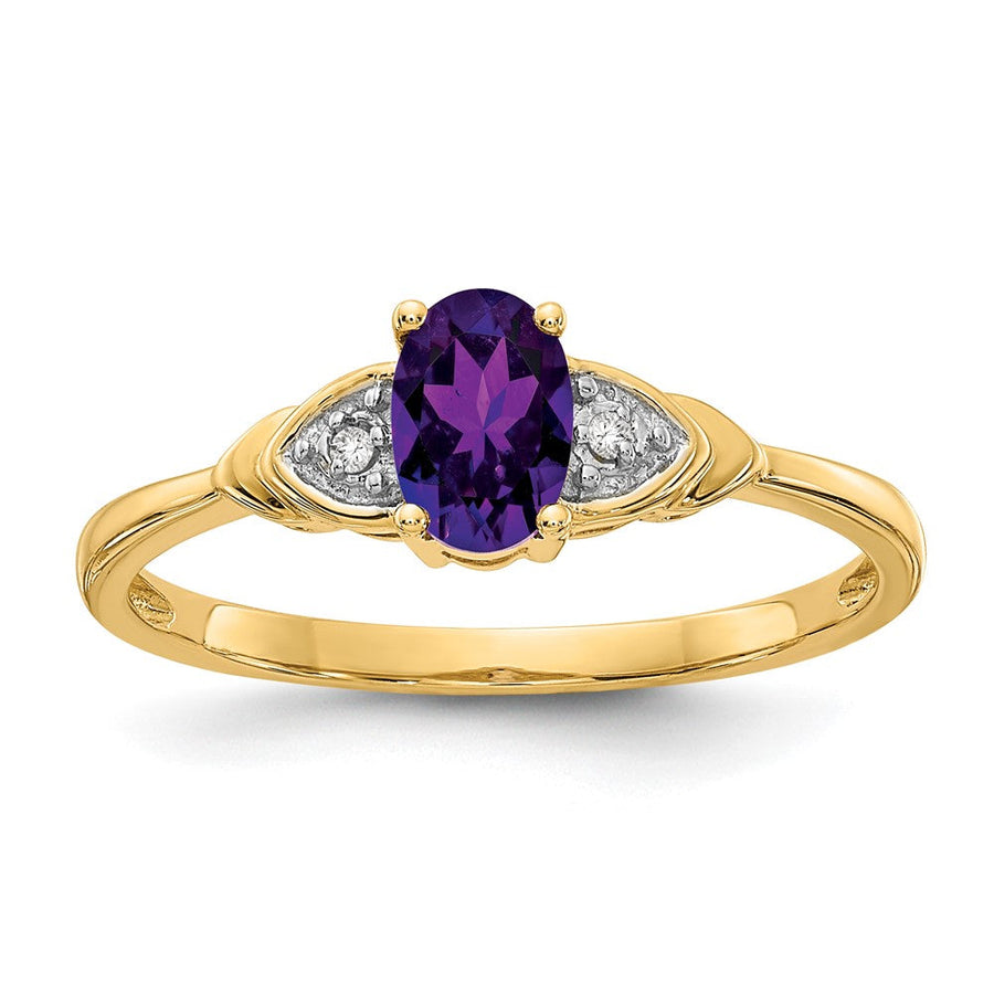 Anillo de Amatista y Diamantes en Oro de 14k