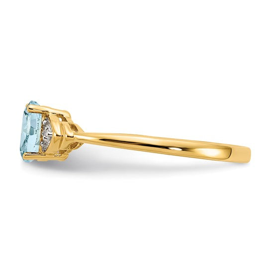 Anillo de Aguamarina y Diamantes en Oro de 14K