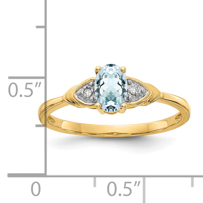 Anillo de Aguamarina y Diamantes en Oro de 14K