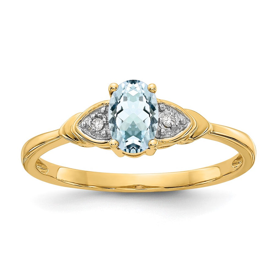 Anillo de Aguamarina y Diamantes en Oro de 14K