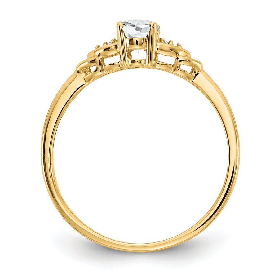 Anillo de Oro de 14k con Topacio Blanco y Diamantes