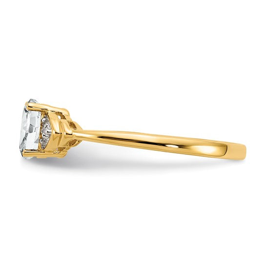 Anillo de Oro de 14k con Topacio Blanco y Diamantes