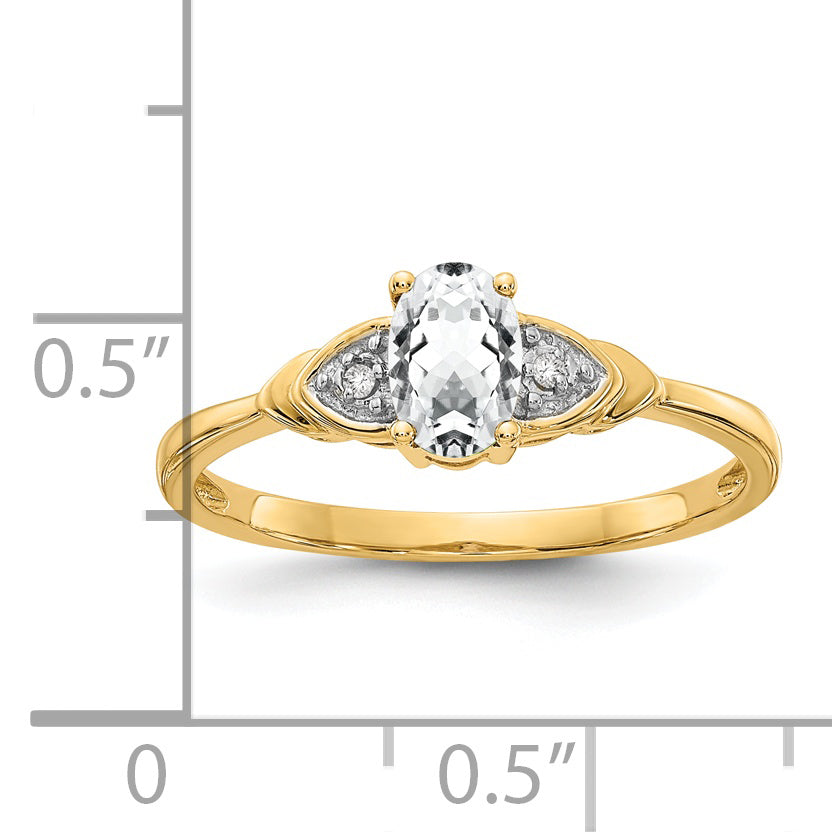 Anillo de Oro de 14k con Topacio Blanco y Diamantes