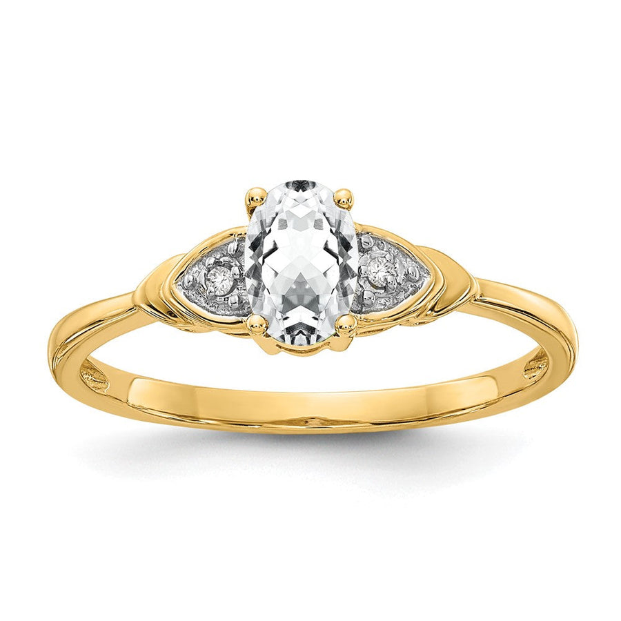 Anillo de Oro de 14k con Topacio Blanco y Diamantes