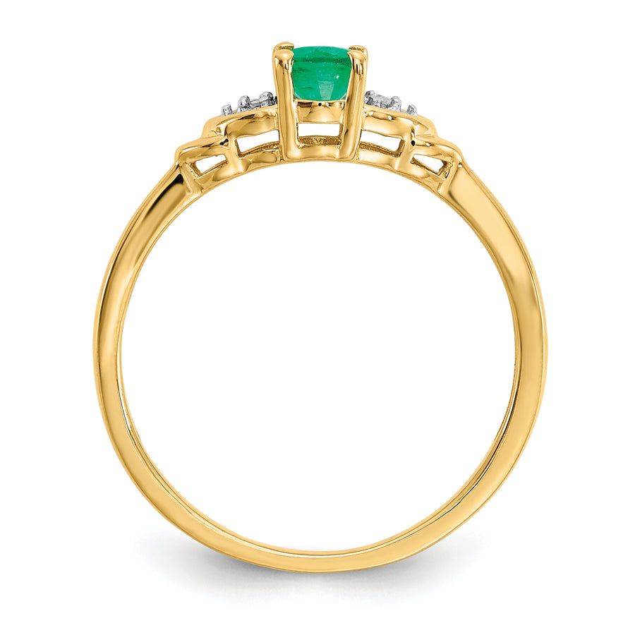 Anillo de Esmeralda y Diamantes en Oro de 14k