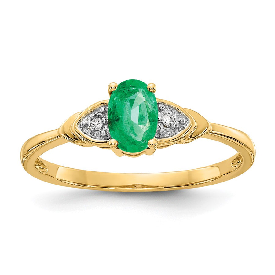 Anillo de Esmeralda y Diamantes en Oro de 14k