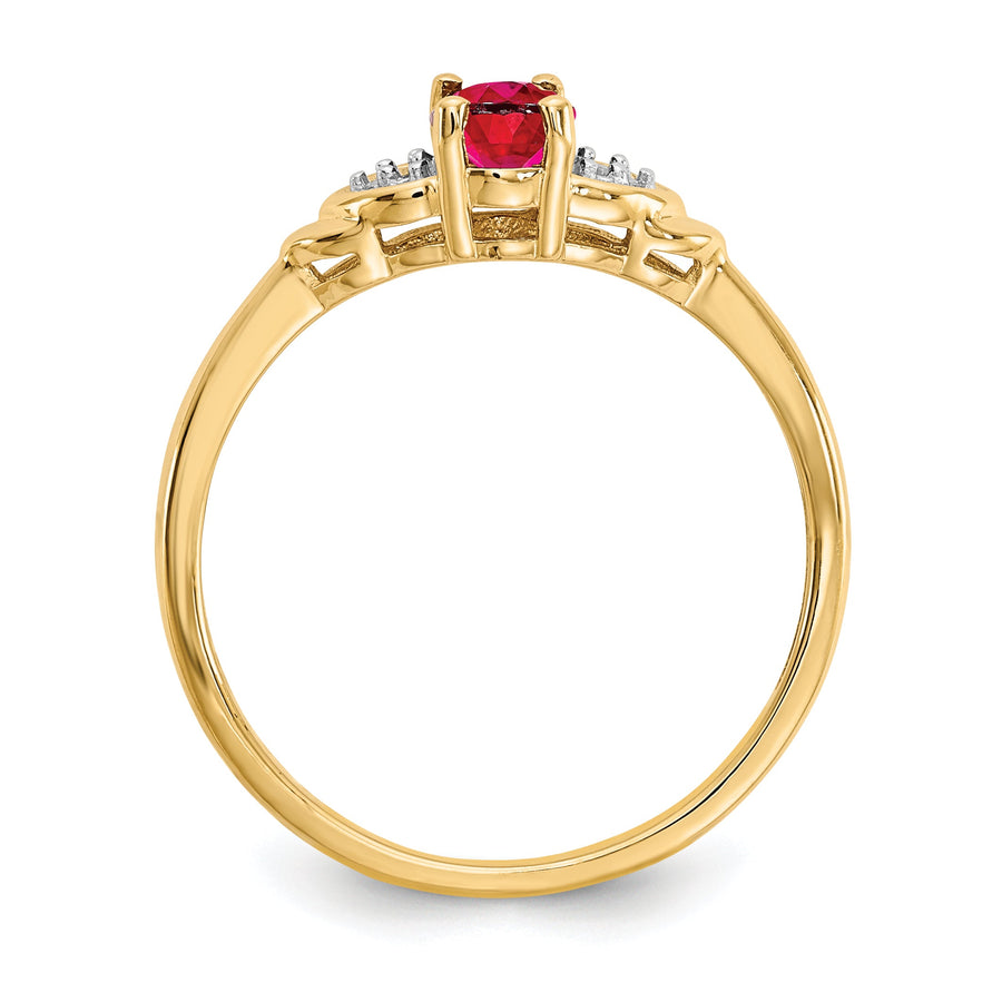 Anillo de Rubí y Diamante en Oro de 14K