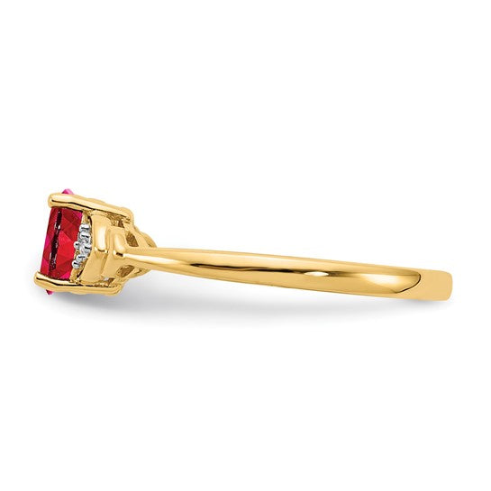 Anillo de Rubí y Diamante en Oro de 14K