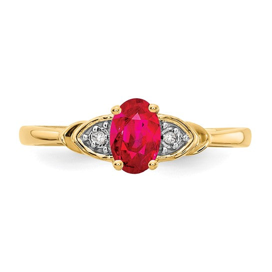 Anillo de Rubí y Diamante en Oro de 14K
